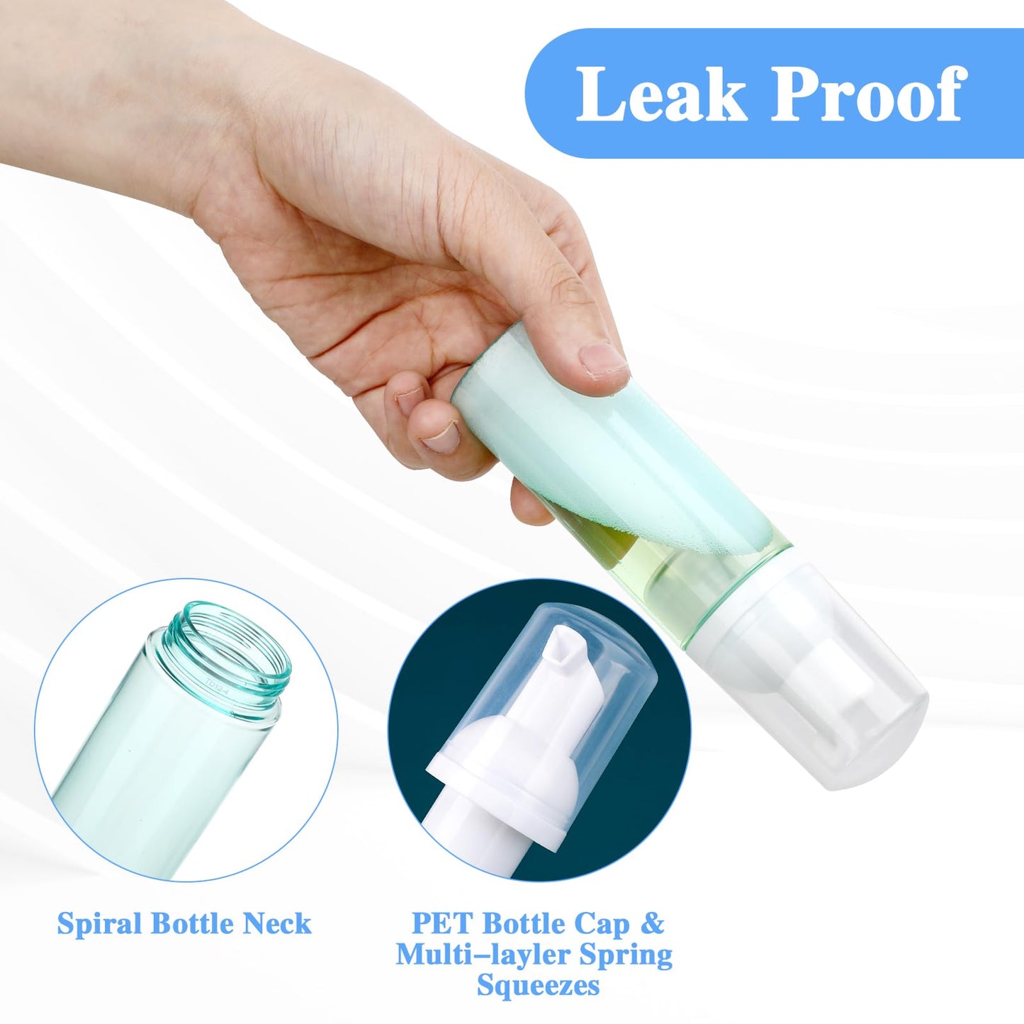 2 Pack Foam Pump Bottle Travel 50 ml/1.7 oz Small Size Mousse Foam Soap Dispenser Clear Plastic Foaming Soap Dispenser Mini Empty Refillable Pump