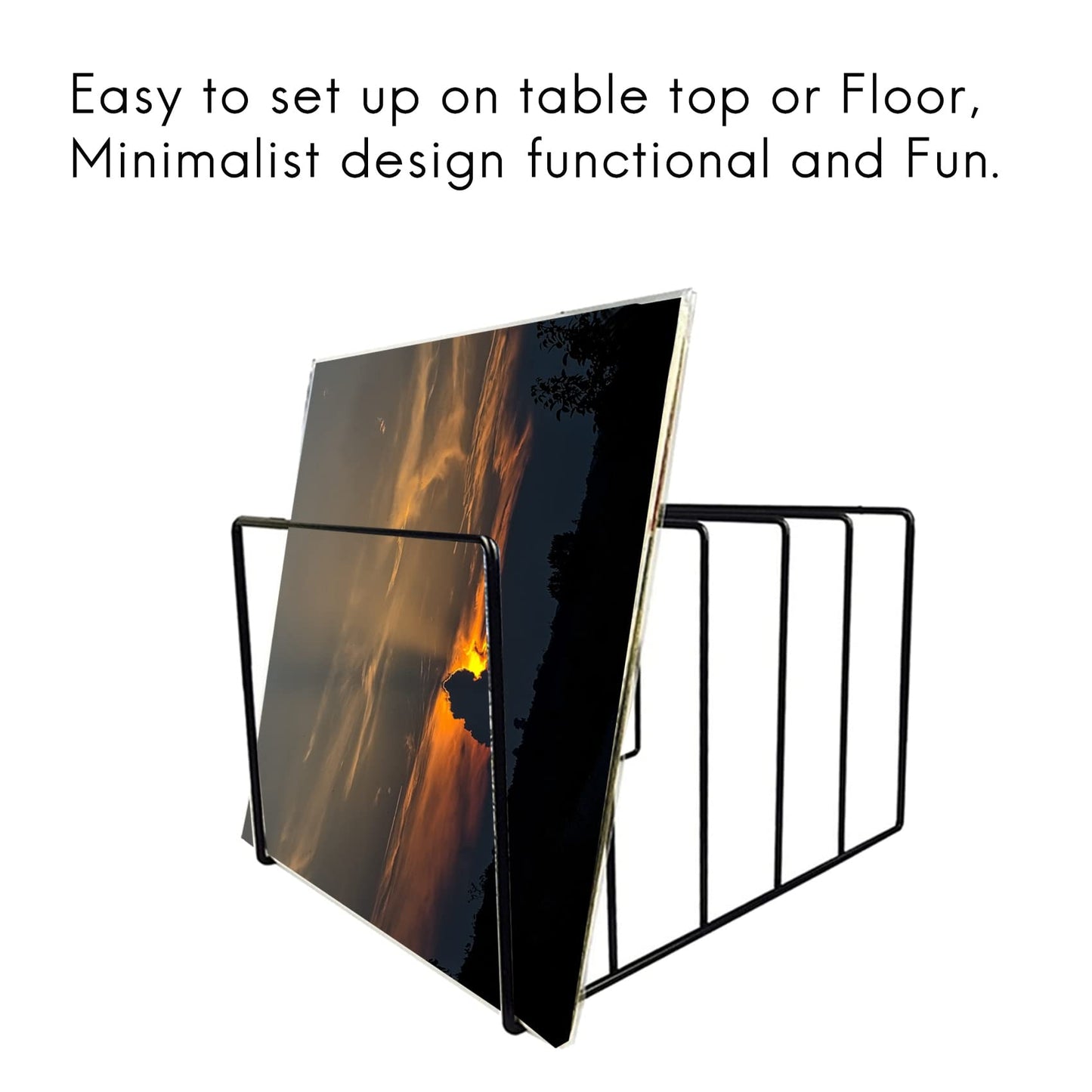 Dovhmoh Metal Vinyl Record Display Shelf Turntable Storage Shelf Exhibit Stand Holder B