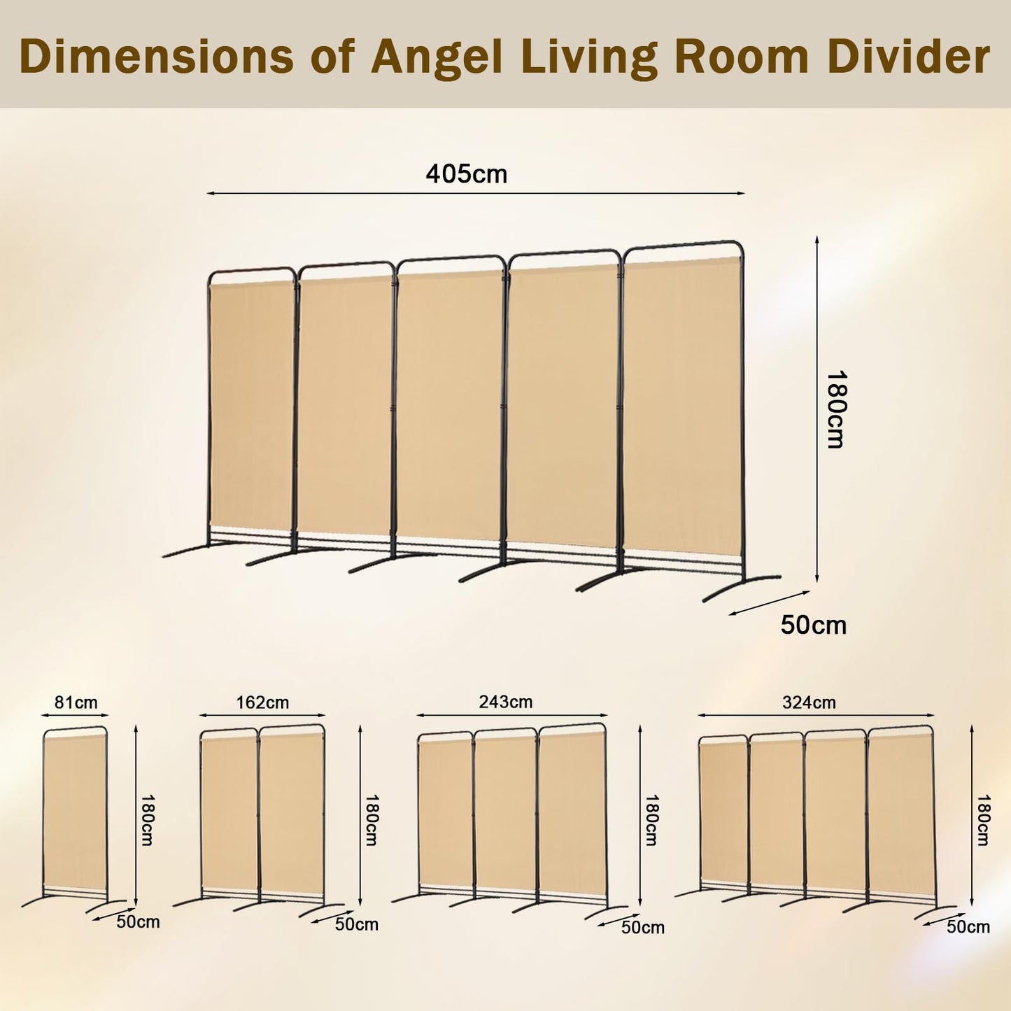 Angel Living 1 Panel Room Divider, Privacy Screen Composed of Polyester Fabric and Sturdy Iron Frame