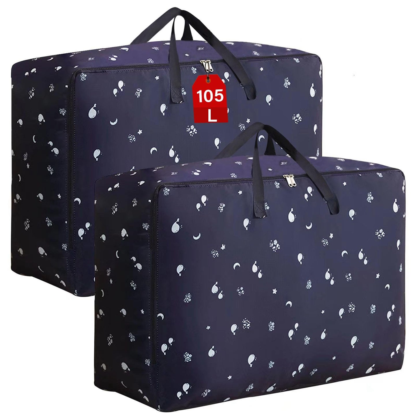 SEPSCO Duvet Storage Bag 105L, 2Pcs Underbed Clothes Storage Bags with Zips King Size Oxford Cloth Moving Laundry Bags for Quilt Blankets Bedding
