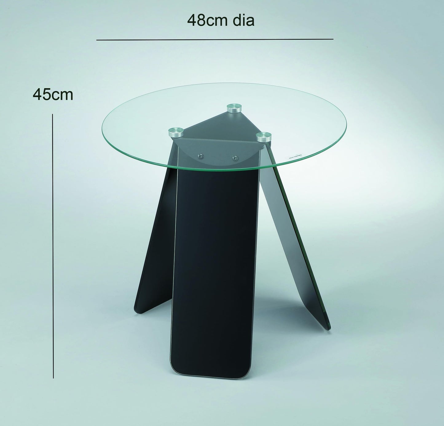 ASPECT Asti Round Side/Laptop/End/Coffeee Table Glass Top Base, Tempered, Clear/Black, 48 diameter x 45(H) cm