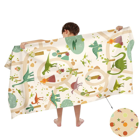 Ulticool Microfibre Children's Towel 140 x 70 cm - Dinosaur Toy Figures Dino - Lightweight Travel Towel Quick-Drying Bath Towel Beach Towel Microfibre