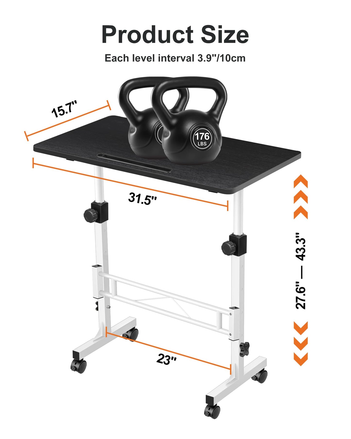 RayLove Small Standing Desk Adjustable Height, Mobile Stand Up Desk with Wheels, 32 Inch Portable Laptop Desks, Standing Table for Home Office Desks