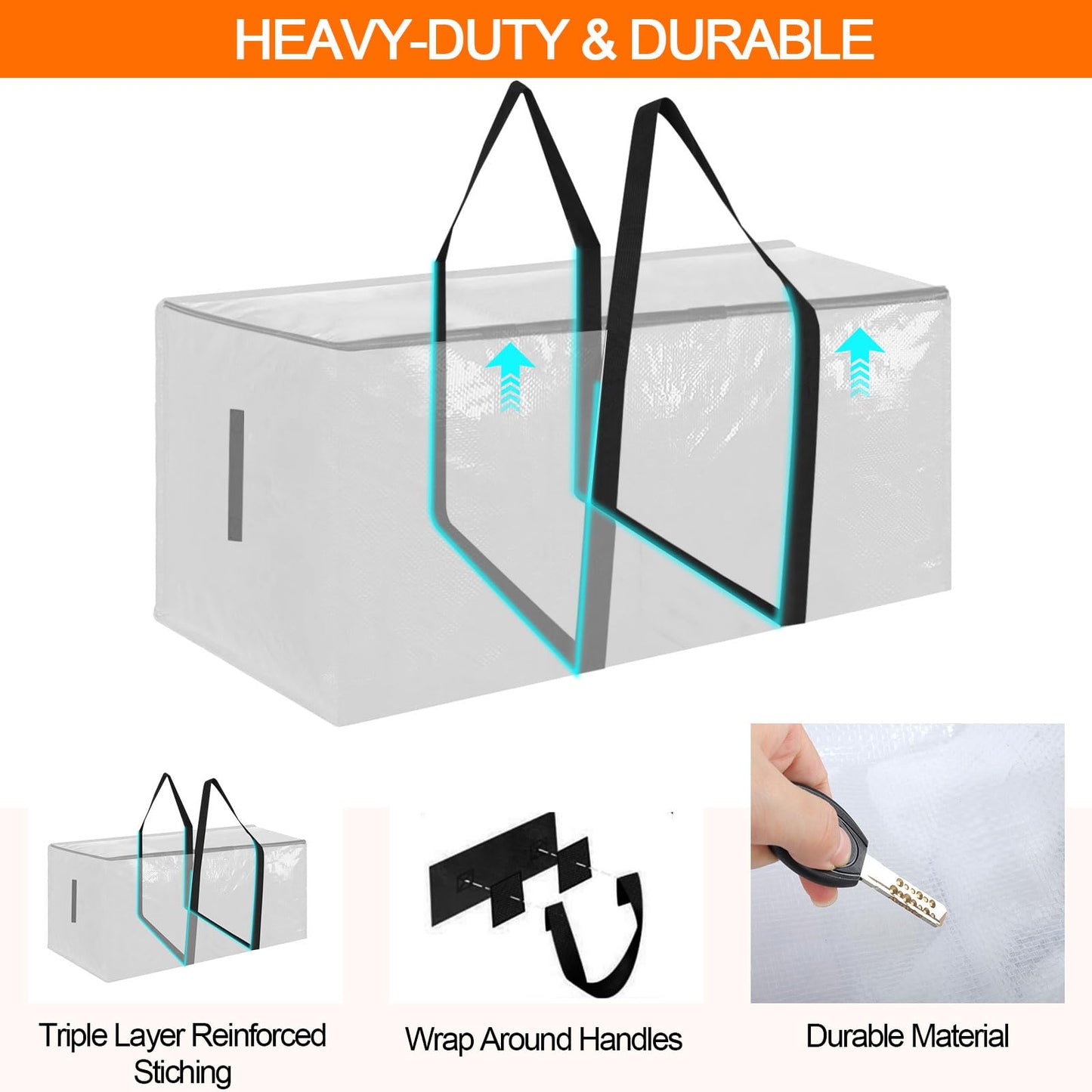 Zandrix 95L Waterproof Storage Bags Moving Boxes Bags with Lids - 2 Pack