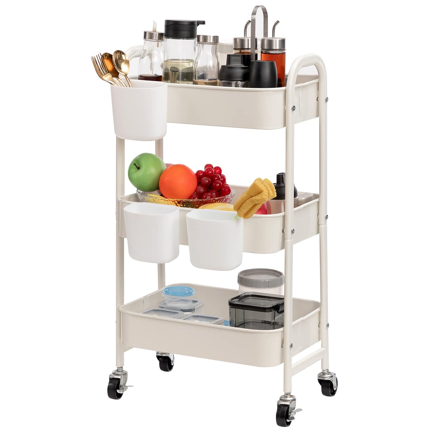 DOEWORKS Storage Trolley on Wheels Metal Kitchen Trolley Craft Trolleys
