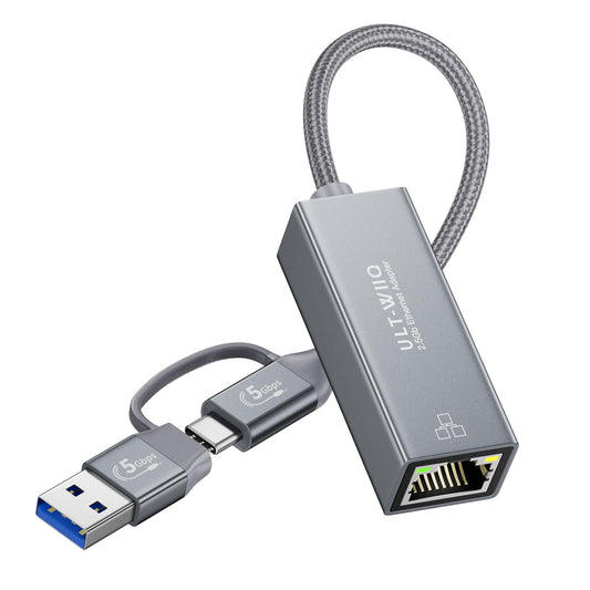 ULT-WIIQ USB 3.0 to RJ45 LAN Adapter?USB C to RJ45 2.5Gb LAN Adapter for Thunderbolt 4/3, USB4, MacOS, Windows, Linux, Steam Deck, Mac Mini, Surface,
