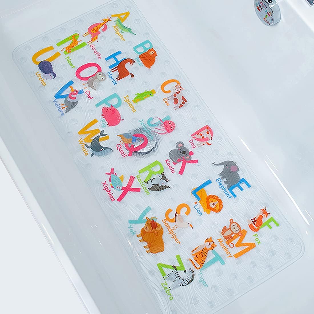 BEEHOMEE Bath Mats for Tub - Large Cartoon Non-Slip Bathroom Bathtub MatAnti-Slip Shower Mats for Floor 89 X 38 CM Machine Washable XL Size Bathroom