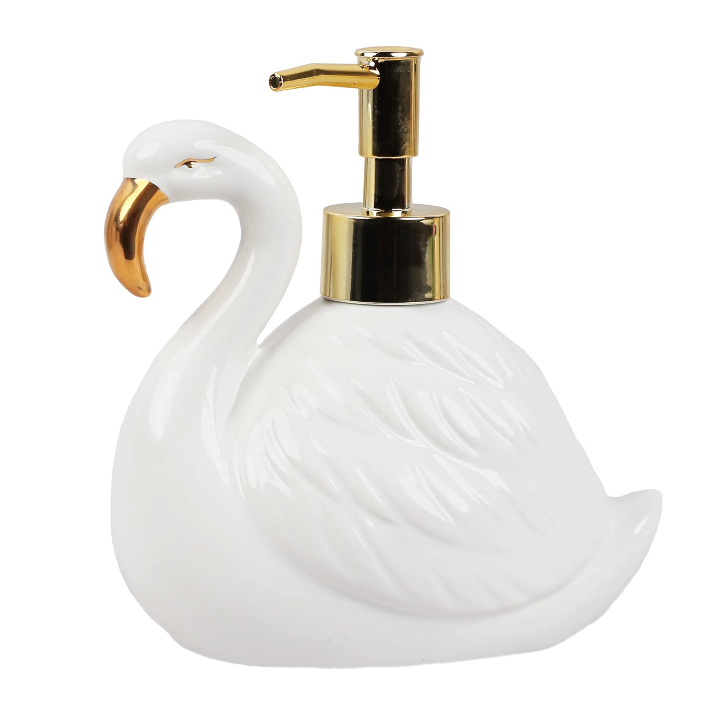 Servette Home Flamingo Soap Dispenser with Pump for Bathroom or Kitchen Sink, White Flamingo