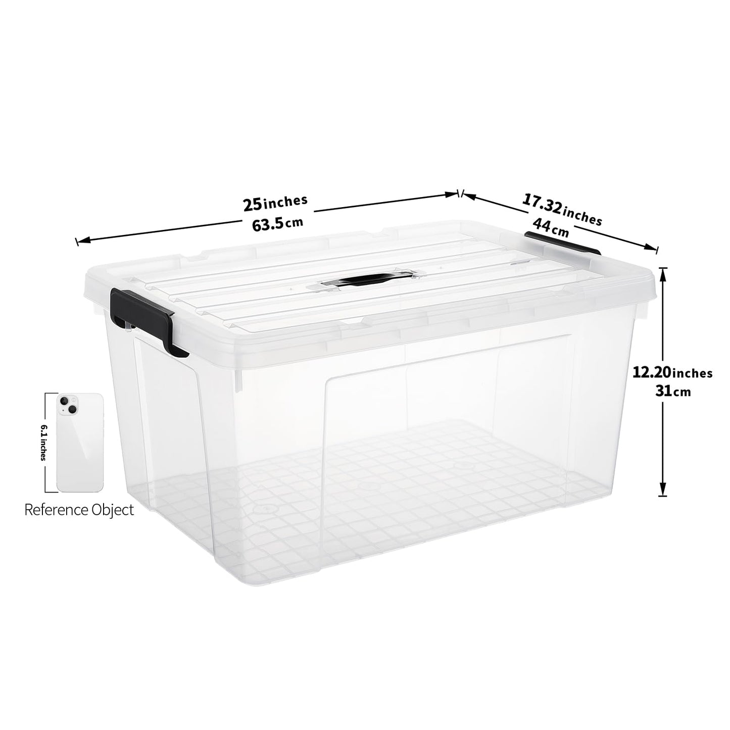 Cetomo 65L*6 Storage Boxes, Carry Plastic Storage Box with Lids, Clear Organizing Container with Handle and Secure Latches