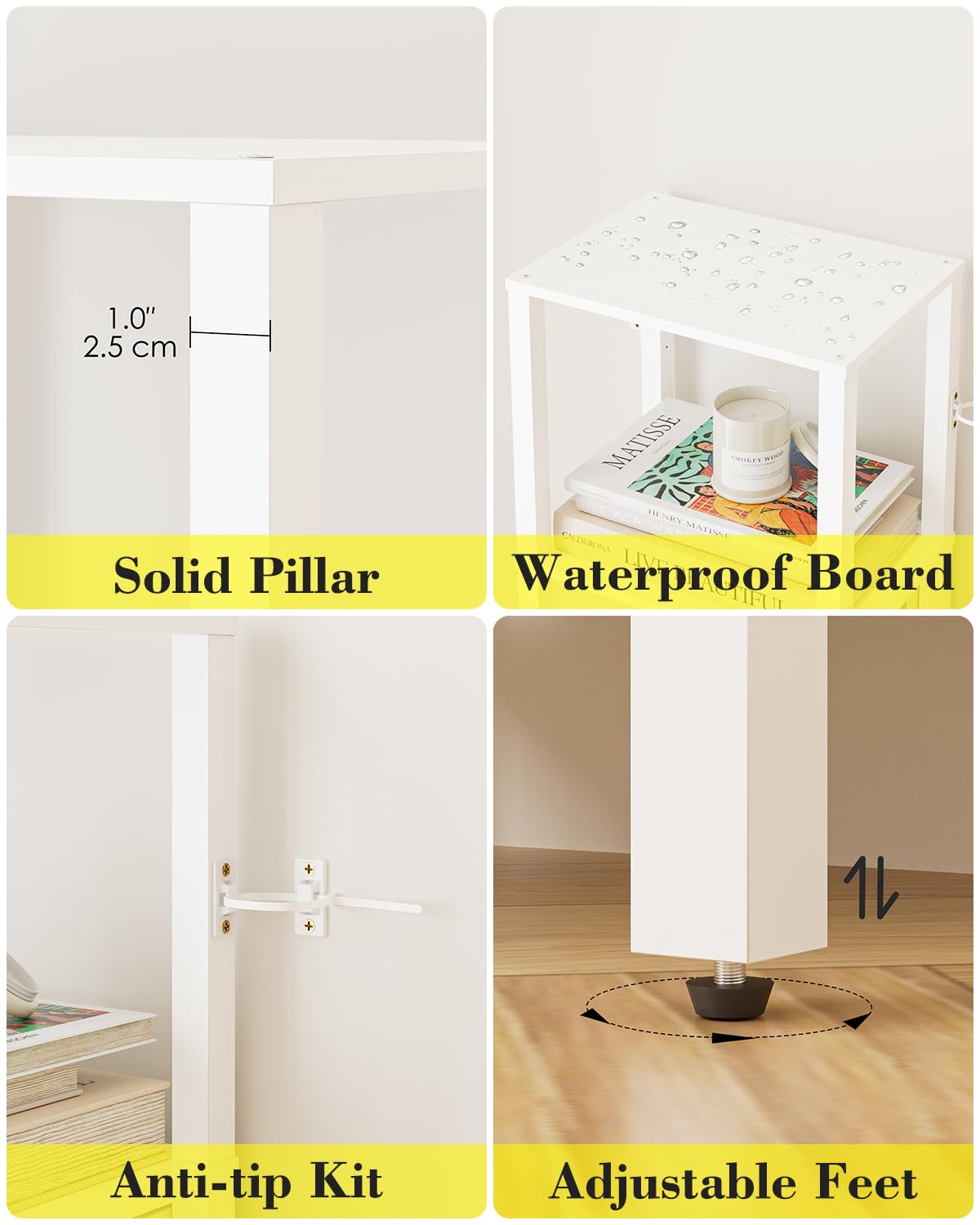 Apetaccat Book Shelf, 6 Tier Tall Bookshelf, Narrow Bookcase with Open Shelves, 38x 27 x 167CM, Book Shelves for Living Room, Office, Study, White