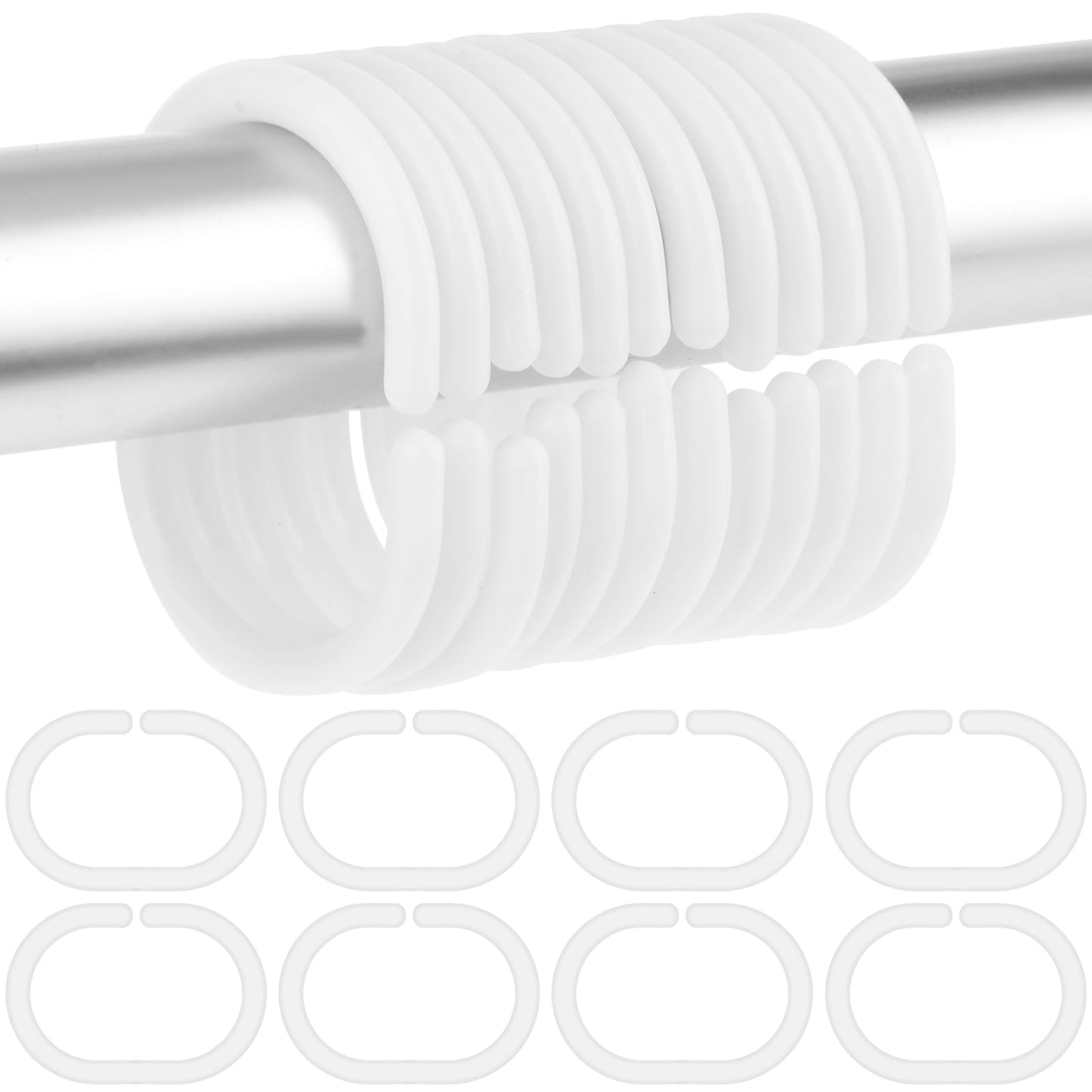 Amaxiu Amaxiu 24Pcs Shower Curtain Rings, C-shaped Shower Ring Hooks Plastic Bath Hooks Rings Drape Loop Clip Curtain Hooks for Bathrooms Bedrooms