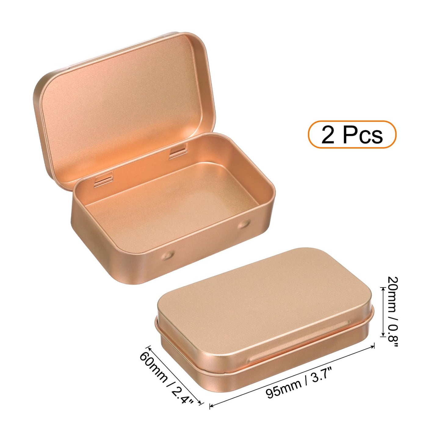 sourcing map 2pcs Metal Tin Box, 3.7x2.4x0.8 Mini Portable Rectangular Empty Tinplate Small Storage Container Airtight Tins with Lids for Candy