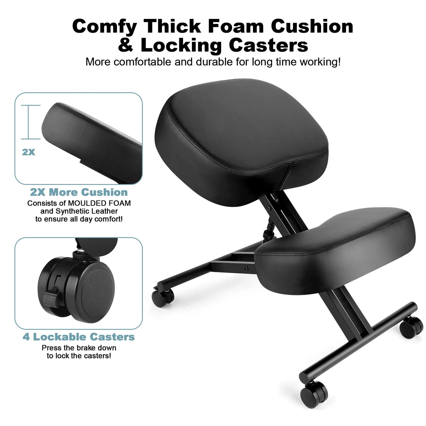 Ergonomic Kneeling Chair - Height Adjustable Kneeling Stool for Home and Office, Improve Posture to Relieve Neck and Back Pain