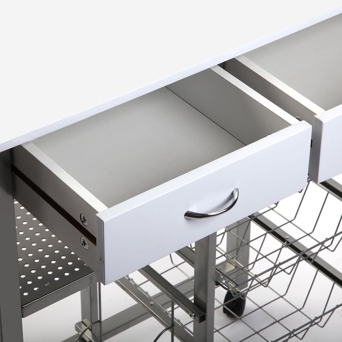 Versa Leicester Kitchen trolley with wheels, drawers and bottle rack, Greengrocer with pantry and organizers, Kitchen storage, Measurements