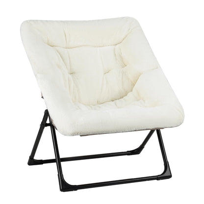Mordchil EU Armchair Saucer Chair, Comfy Faux-Fur Reading Chair for Bedroom, Oversized Accent Moon Chairs for Teens and Adults
