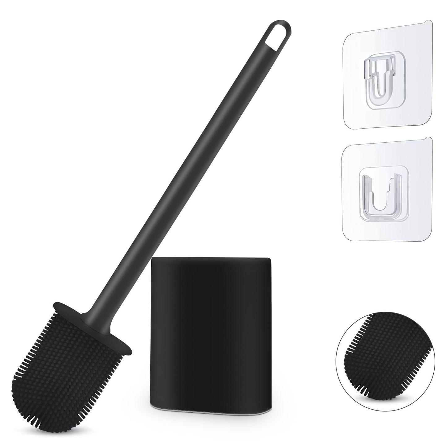 Samaly Silicone Toilet Brush, Bathroom Deep Cleaning Bowl Buddy Toilet Brush with Soft Flexible Bristles and No-Slip Plastic Handle
