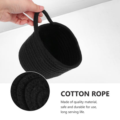Small Wall Hanging Storage Baskets: 2PCS Cotton Rope Woven Basket - 9 x 7 inch Foldable Wall Door Hanging Organizer with Handle for Flower Plants