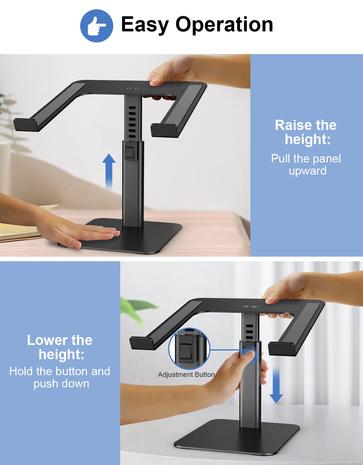 Babacom Laptop Stand for Desk, 8 Adjustable Height Aluminum Laptop Riser
