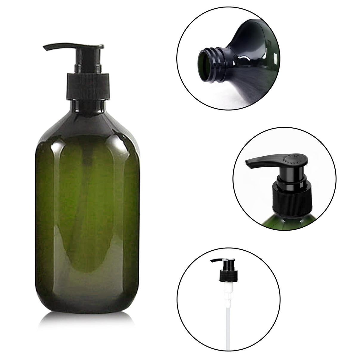 GAOHAN 4 Pack Pump Bottle Dispenser 500ml Refillable Bottle2Green+2Brown