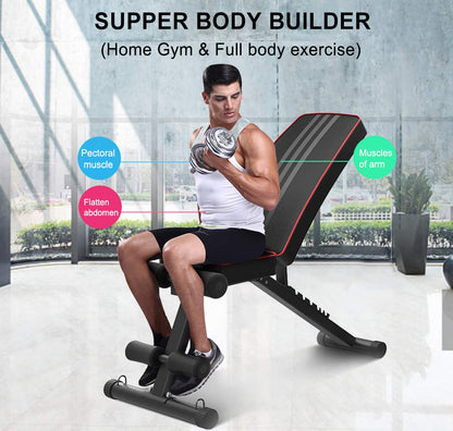 YOLEO Adjustable Weight Bench - Utility Weight Benches for Full Body Workout, Foldable Incline/Decline Bench Press for Home Gym