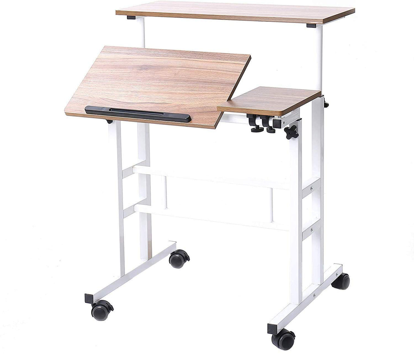 sogesfurniture Mobile Laptop Stand Desk Computer Workstation, Adjustable Notebook Cart Tray PC Table Sit-Stand Workstation with Keyboard Tray for