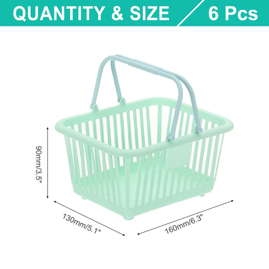 PATIKIL 6PCS Mini Shopping Basket, Small Plastic Basket Mini Storage Basket Grocery Tiny with Handles Organizer Filtered Water for Organizing Toys
