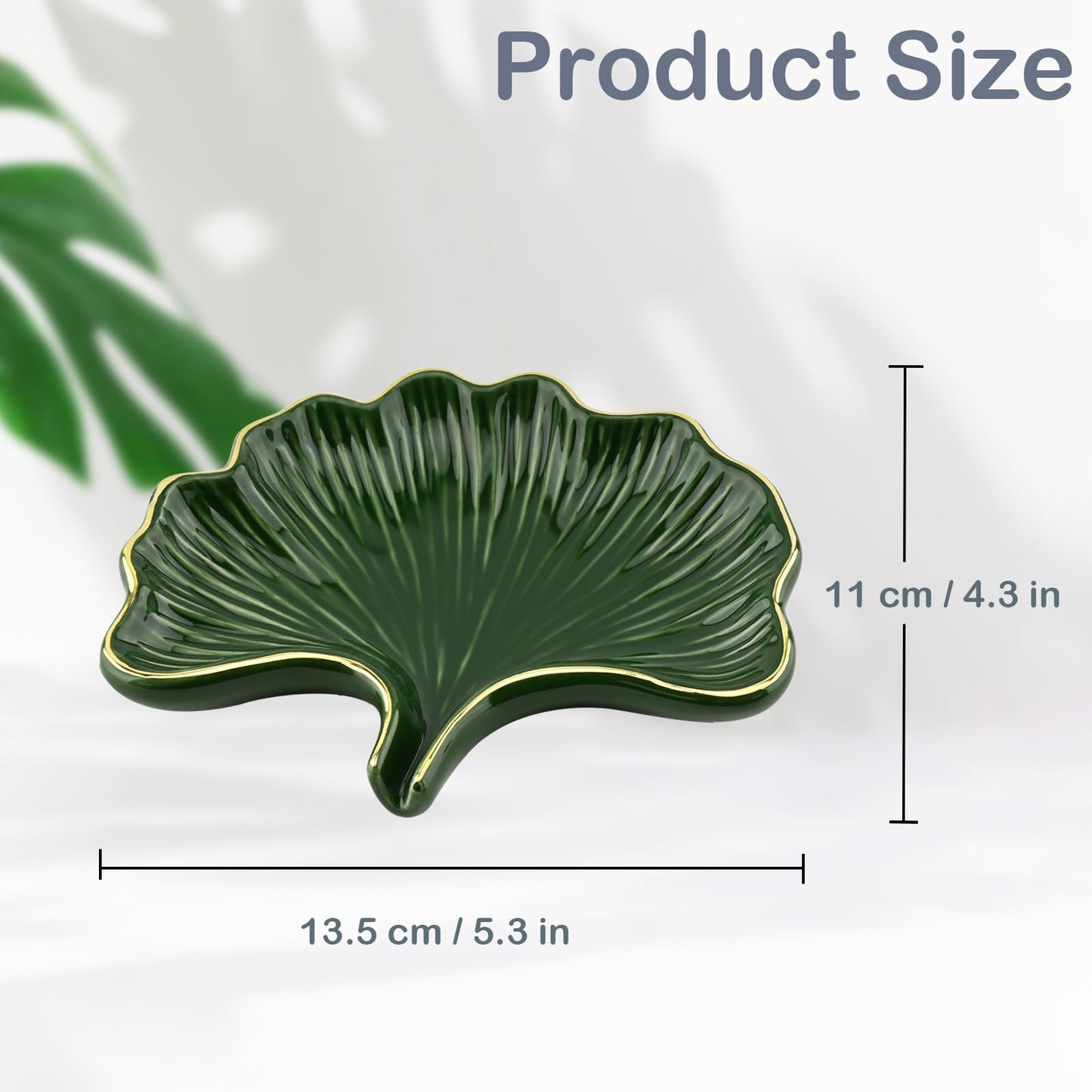 YoHyien Ceramic Soap Dish with Drainage, Ginkgo Leaf Shaped Soap Dish for Bathroom, Self Draining Soap Holder for Shower, Kitchen, and Sink