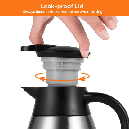 Tiken 2.5L Thermal Coffee Carafe Jug, Stainless Steel Insulated Vacuum Coffee Pot Flask for Tea Hot and Cold Drinks