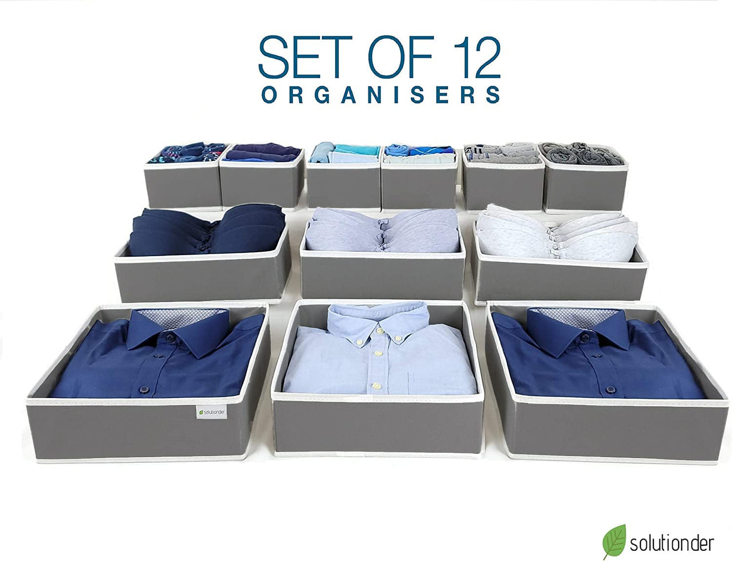 12 pcs Drawer Organisers Divider UK Large Drawer Dividers Clothes Drawer Organisers Wardrobe Storage Organiser Underwear Draw Organizer Clothes Draw