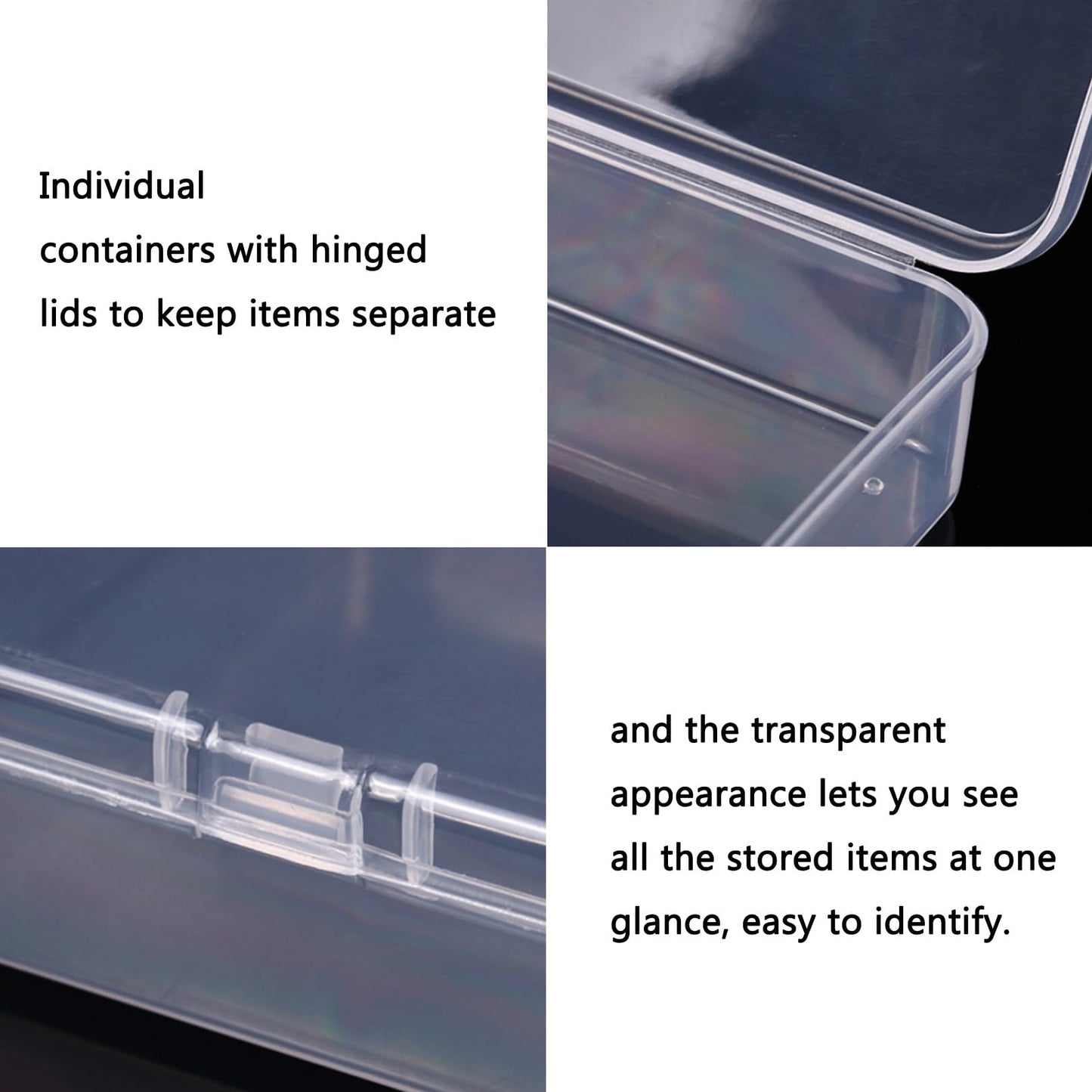 Small Square Clear Plastic Organizer Box,Beads Storage Containers Box,6pcs
