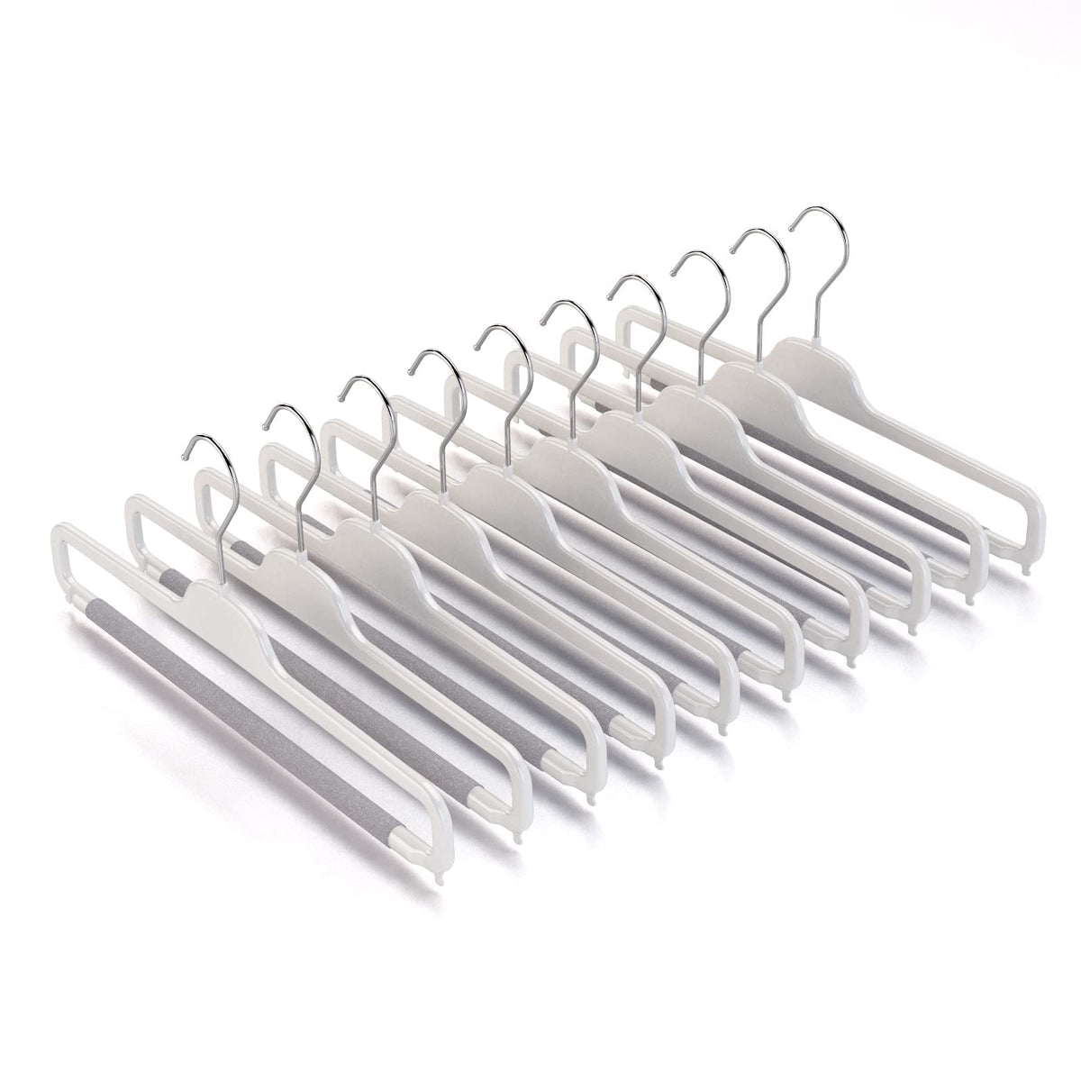 Mainetti CFB Start Line Clothes Hangers Space-saving Clothes Hangers, Pack of 10 36 cm Bianco Lucido Con Gancio Zincato