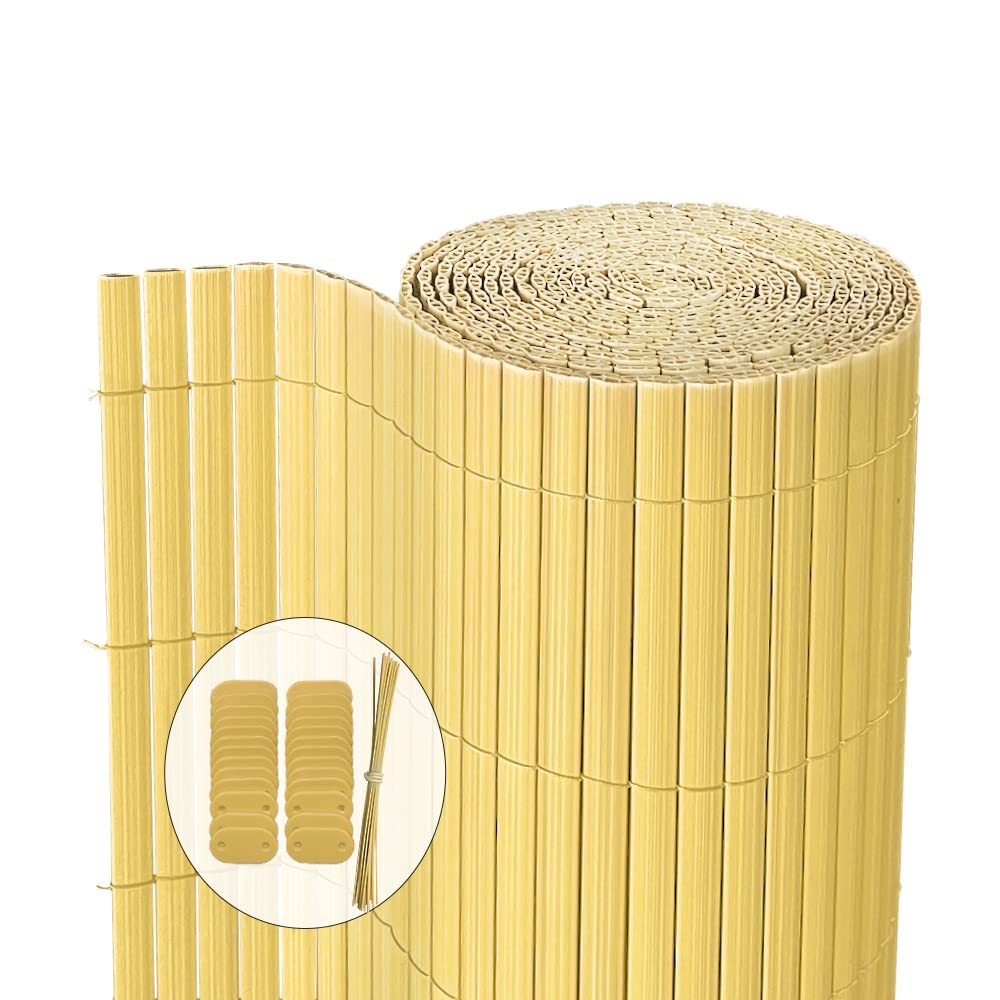 VOUNOT PVC Privacy Screening Fence 90 x 500 cm, Double Reinforced Struts Privacy Protection for Garden, Balcony and Terrace, Wind and Sun Protection