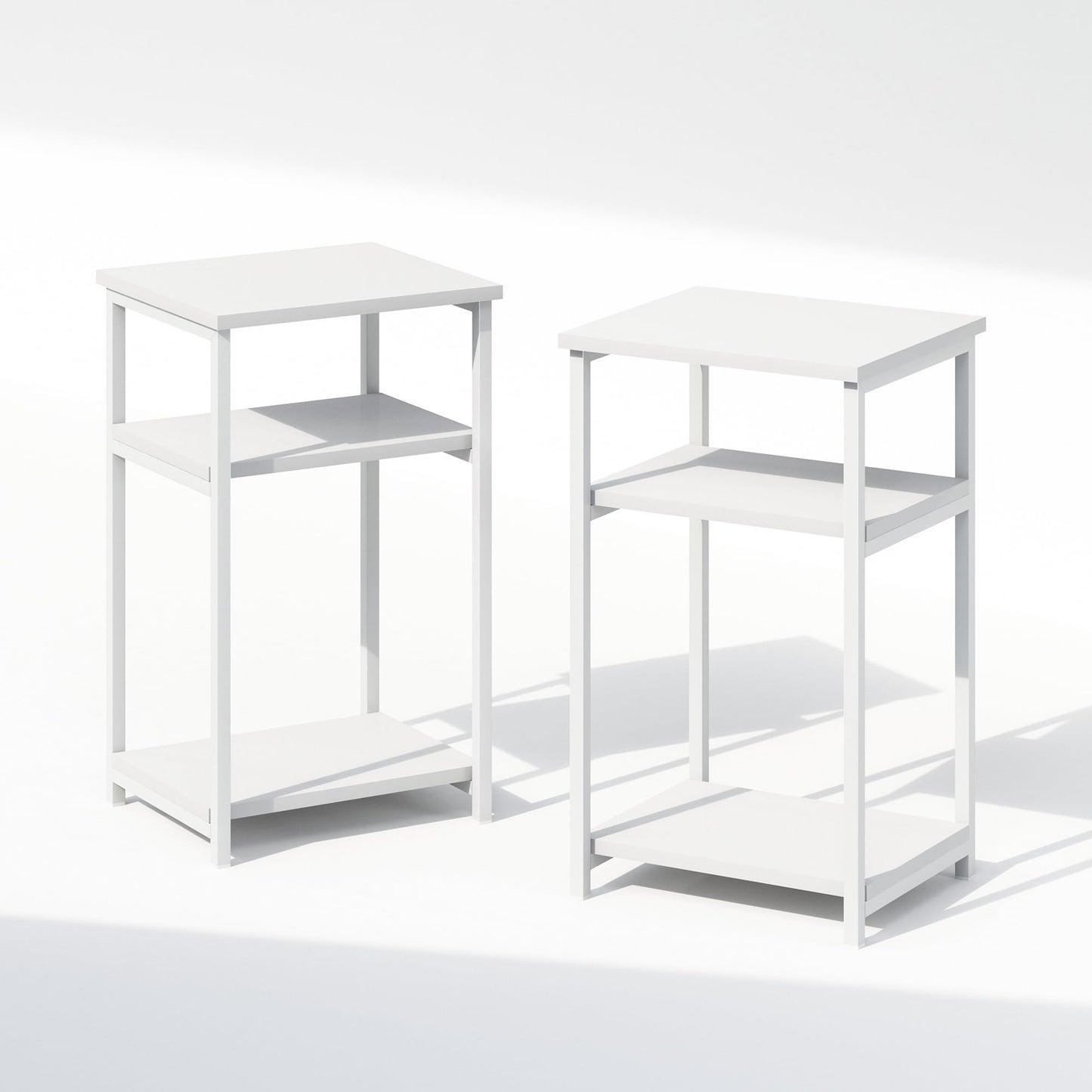 Furinno SIMPLISTIC Night Stand Set of 2, 3-Tier Open Shelf Design Nightstand with Metal Frame, Bedside Table, End Table, Side Table, for Bedroom