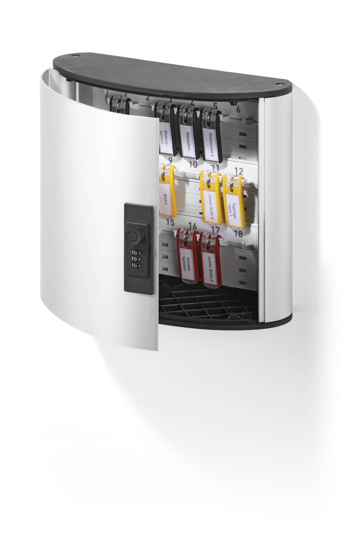 Durable Key Safe Box 18 - Wall Mounted Key Holder Cabinet with combination lock for up to 18 Key Clip Keys - Securely lock keys away