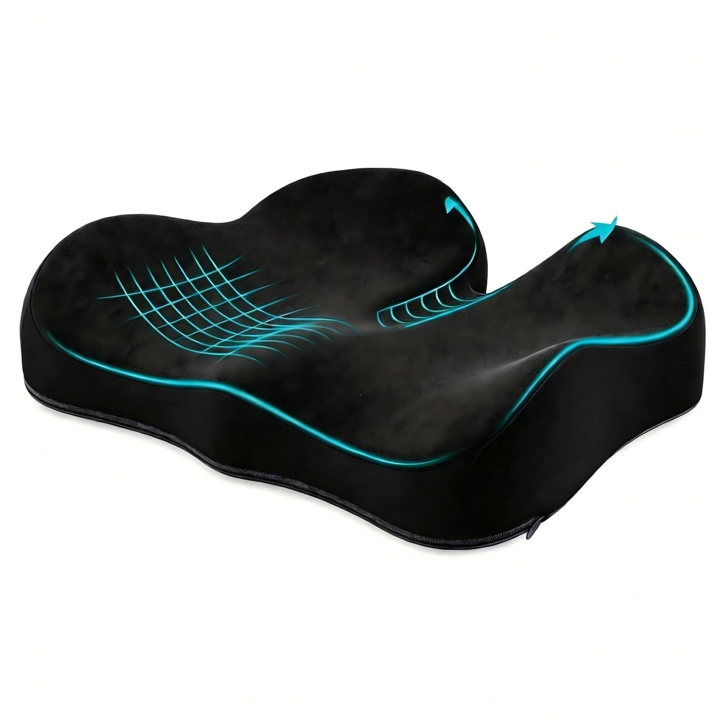 Benazcap Memory Foam Coccyx Cushion to Reduce Tailbone Pressure, Black.