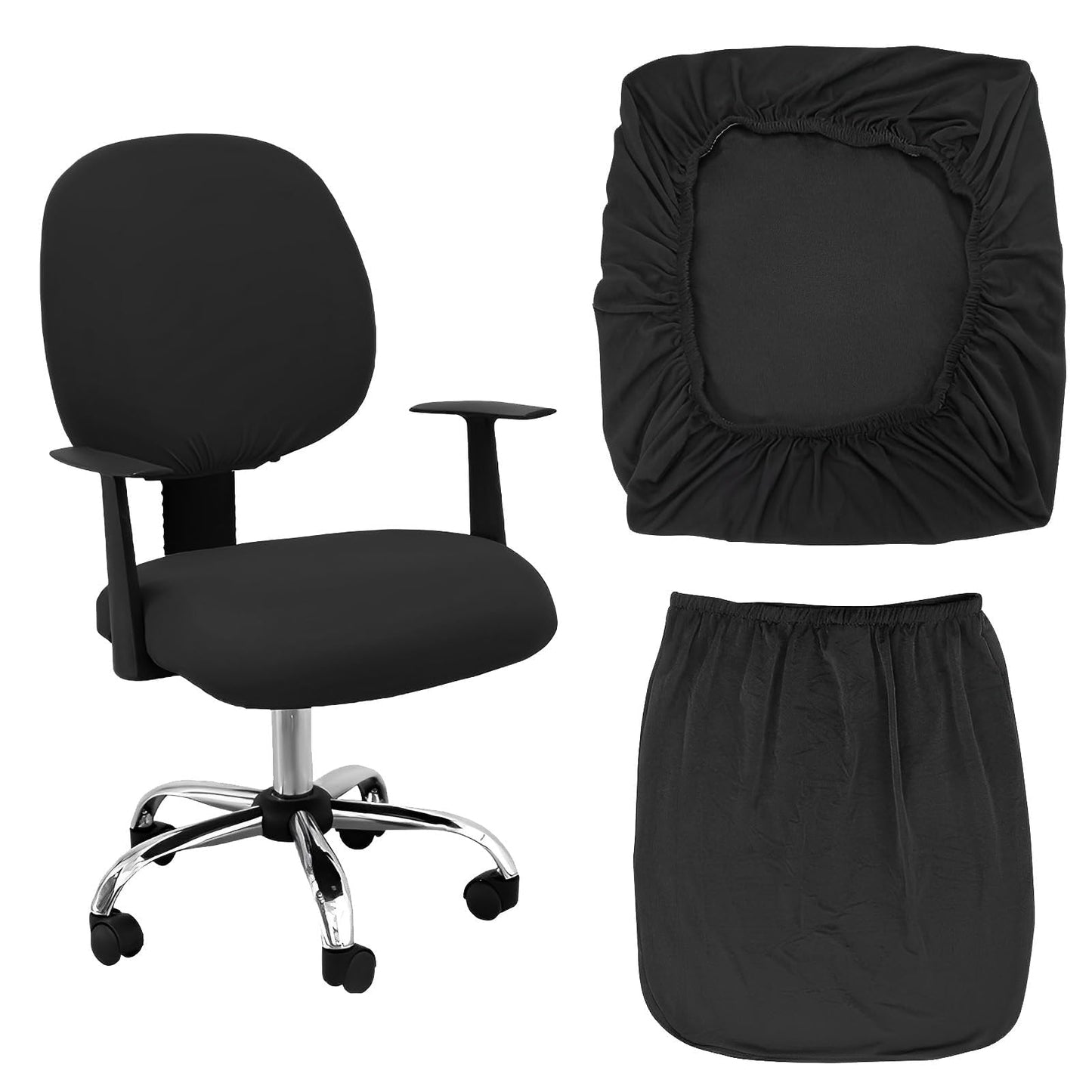 Wvbzf 2Pcs Office Chair Cover, Removable Washable Desk Chair Cover, Stretch Chair Sea Cushion Protector Computer Chair Cover