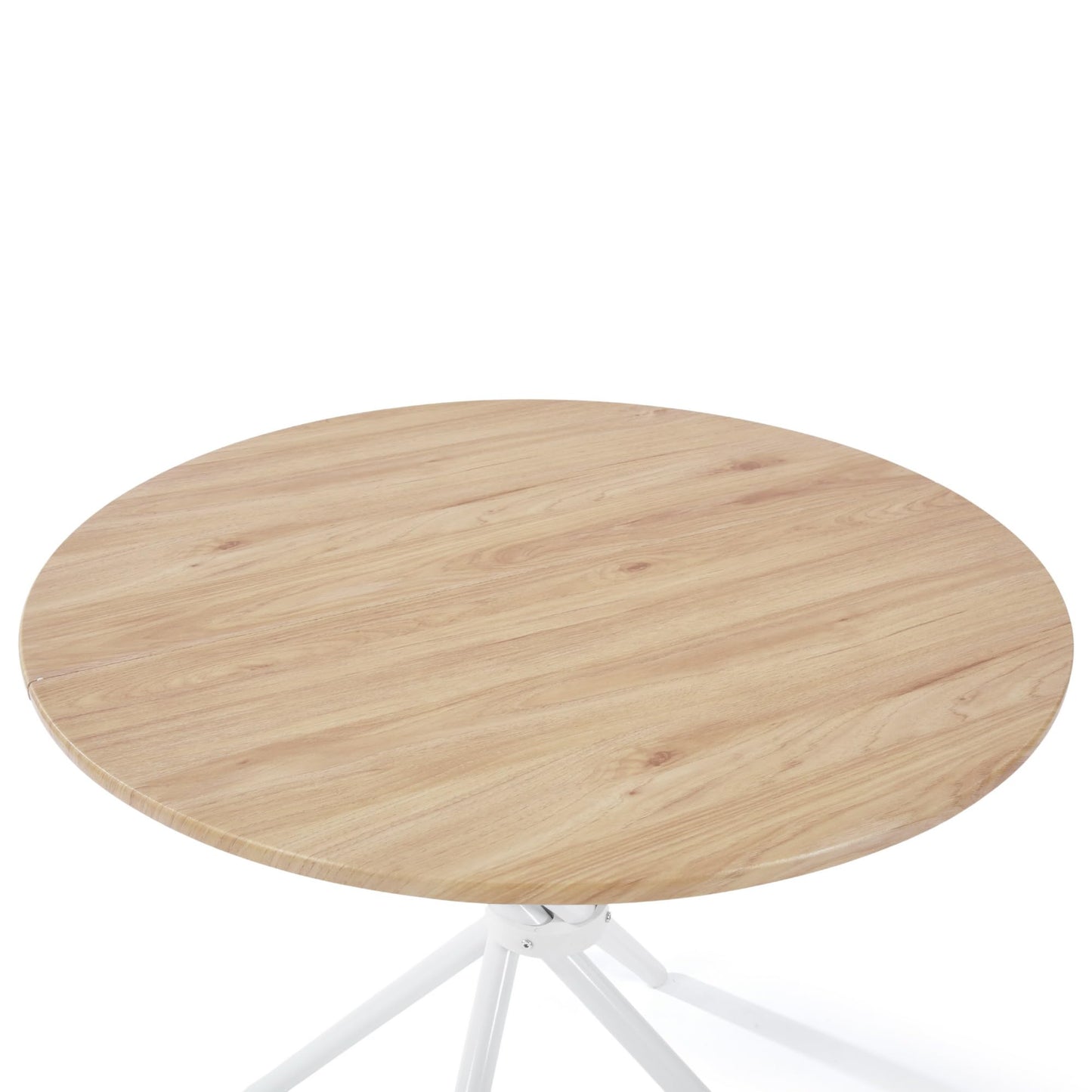 FurnitureR Round Bistro Table, 80 x 80 cm Dining Desk, H-75 cm Low Bar Table, Oak MDF with Iron Frame, Suitable for Balcony, Terrace, Indoor Kitchen