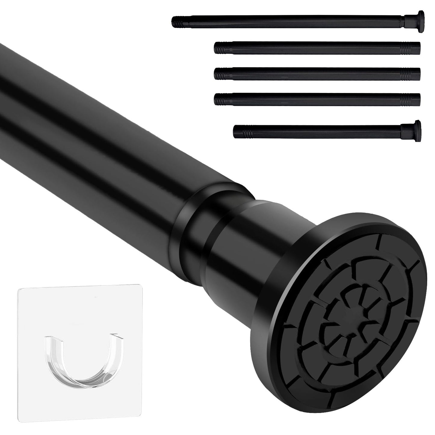 Black Clamping Curtain Bar without Drilling, 71-199 cm Adjustable for Curtains in Bathroom, Bedroom, Wardrobe & Balcony (1 Piece)