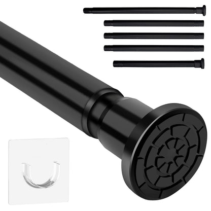 Black Clamping Curtain Bar without Drilling, 71-199 cm Adjustable for Curtains in Bathroom, Bedroom, Wardrobe & Balcony 1 Piece