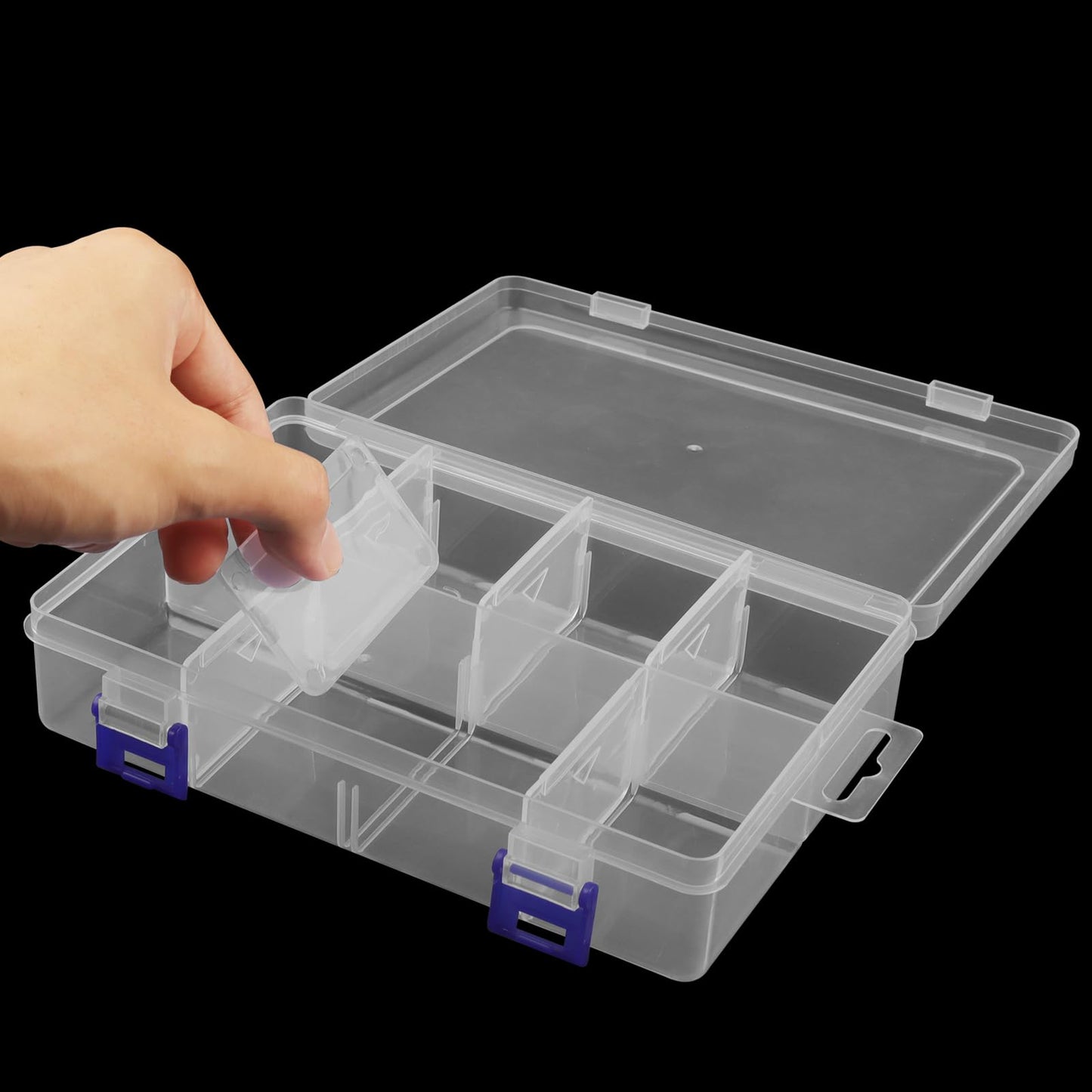 MANCHAP 4 PCS 8 Grids Plastic Bead Storage Box with Adjustable Compartments, 19.5 x 13 x 4.5cm Plastic Jewellery Organisers