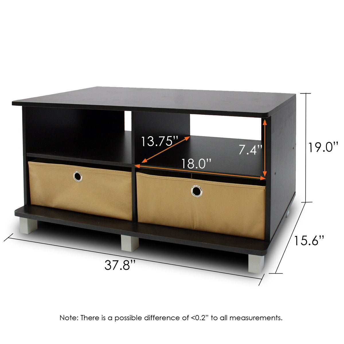 Furinno ANDREY TV Stand, Entertainment Center, TV Console for TV up to 46 Inch with Bin Drawers, for Living Room, Bedroom, Espresso