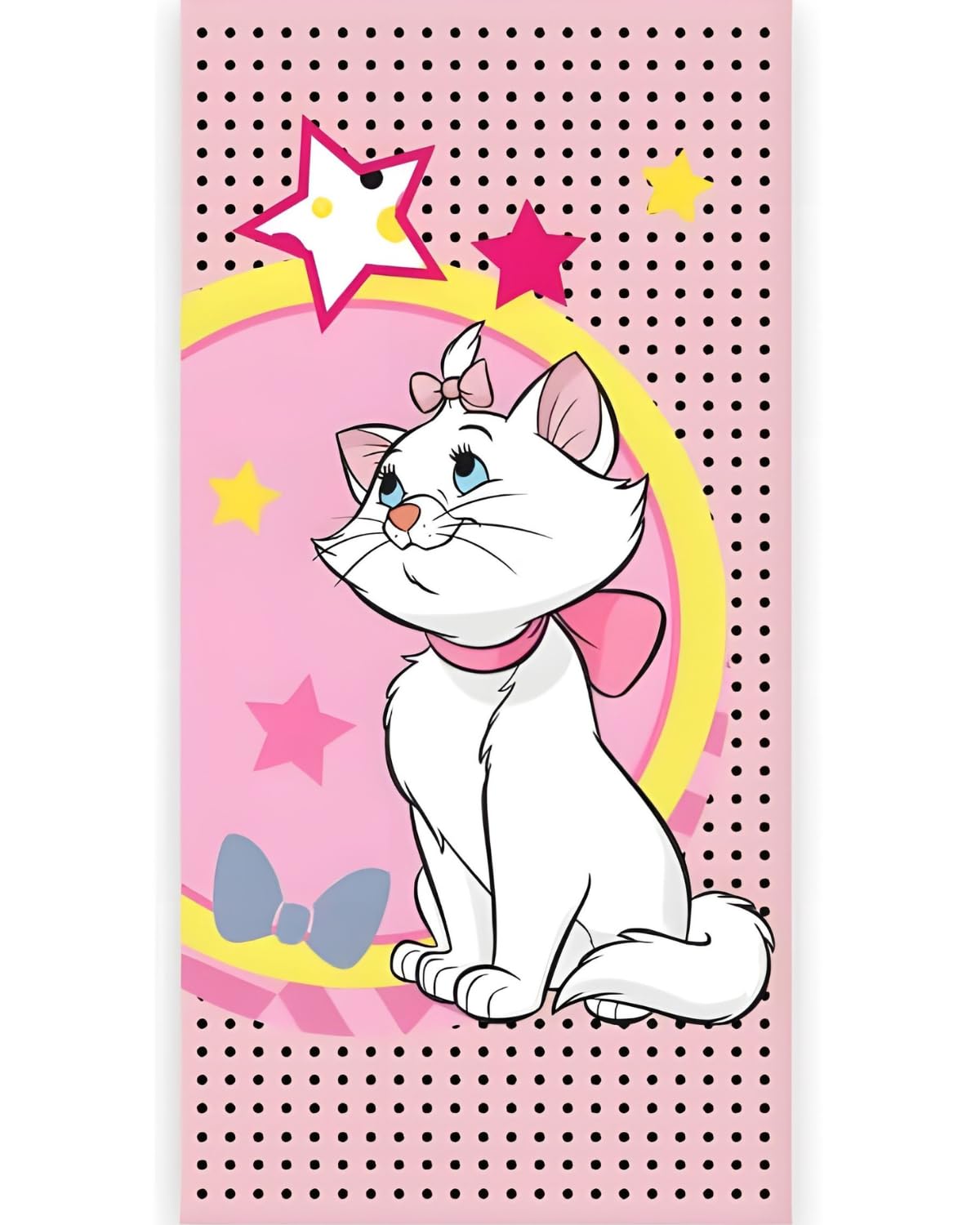 BrandMac Disney Aristocats Marie Beach & Bath Towel 70x140cm, 100% Cotton | Soft & Absorbent Kids Bath & Swim Towel | “Marie” Pink Floral Design