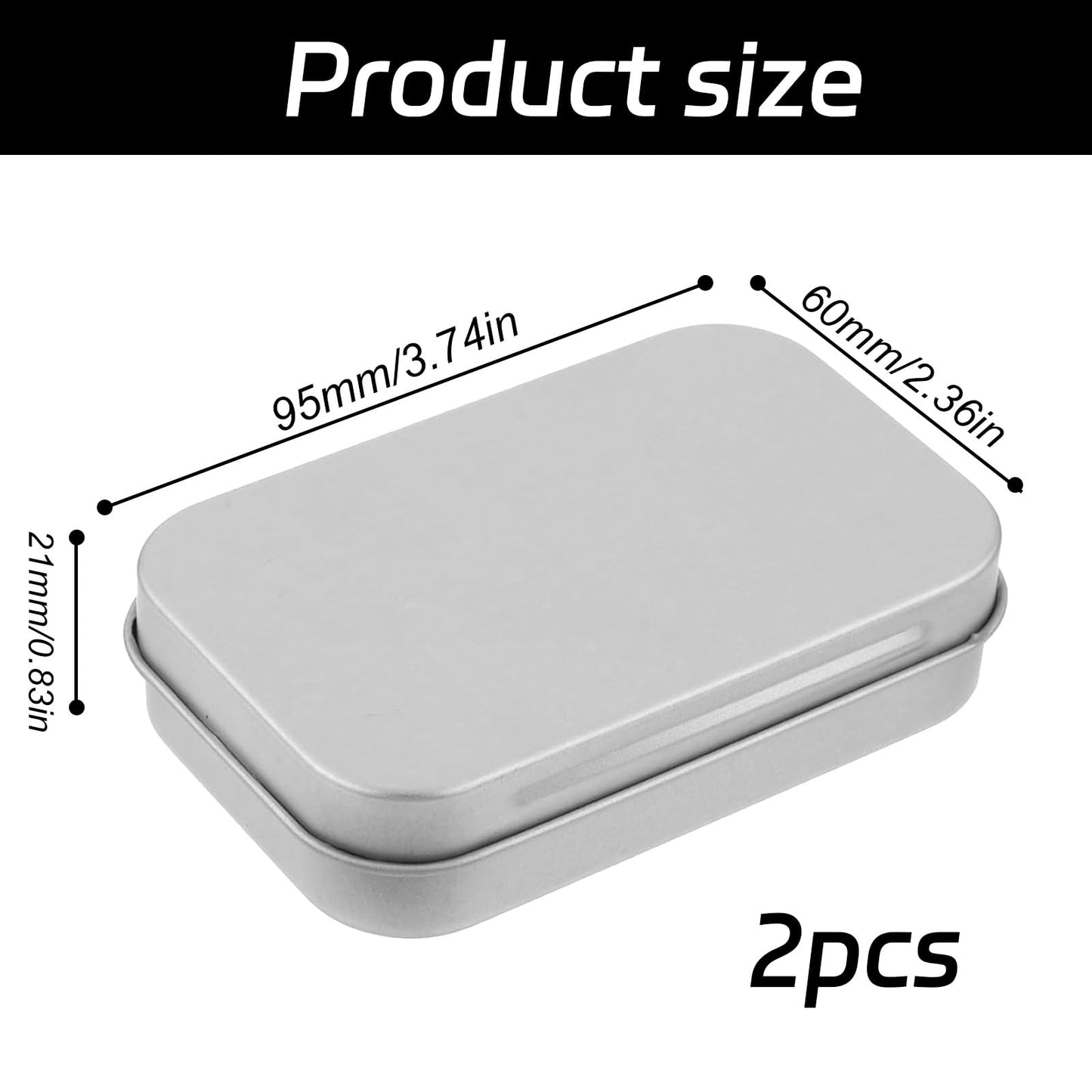 Gaaines 2 Pcs Rectangular Small Tin Boxes, for Key Coin Organizer(Silver)