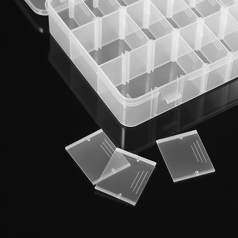 36 Grids Clear Plastic Jewelry Organizer Box Clear Storage Bead Organiser Transparent Container Compartment Box Removable Adjustable Dividers Jewelry