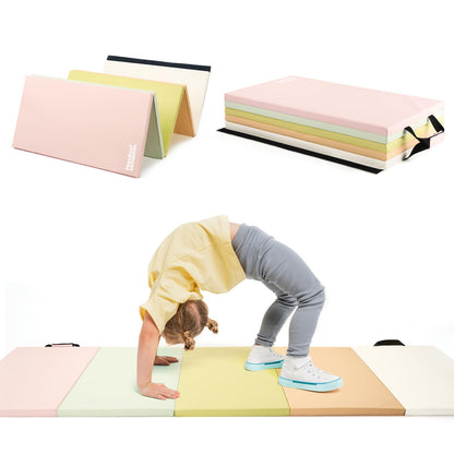 PhysKcal 5-Panel Folding Gymnastics Tumbling Mat with Carrying Handles, Thick Exercise Mat, Foldable Tumbling Mat for Kids, Padding for MMA,