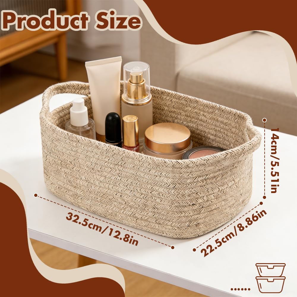 3-Pack Storage Baskets for Shelves, Woven Basket 32.5×22.5×14cm, Woven Storage Basket for Towels, Books, Toys, Living Room, Shoe Basket