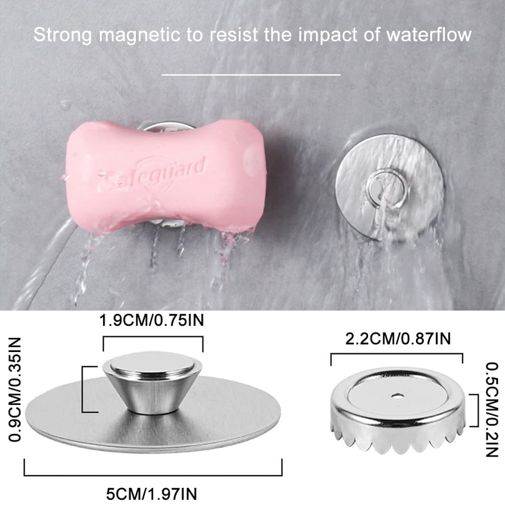 PIGIAOKA 2Pcs Magnetic Soap Holder Self Draining, Stainless Steel Soap Savers for Shower Wall, Easy Clean Magnetic Soap Dishes for Bar Soap