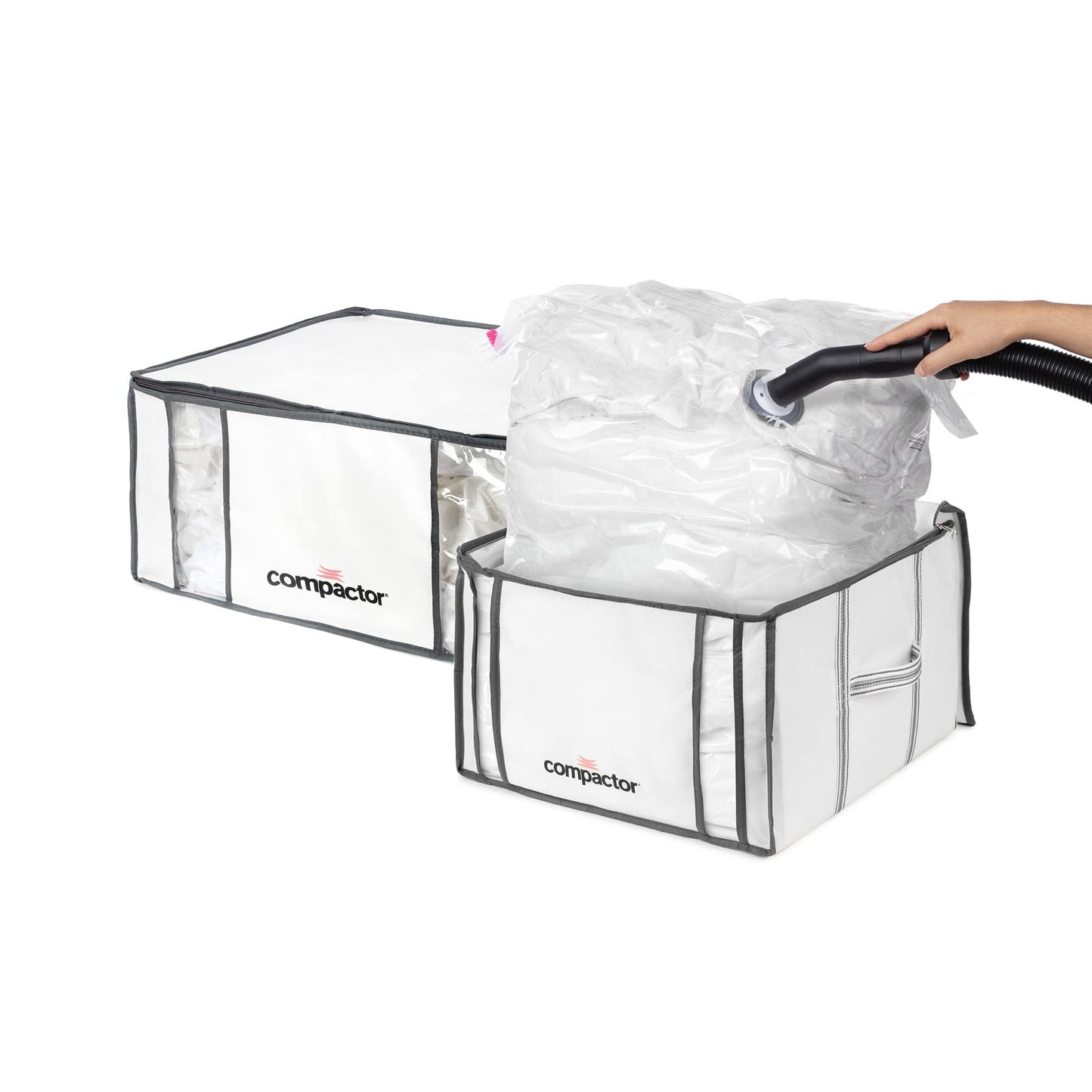 Compactor Set of 2 Space Saving Vacuum Storage Boxes, For Wardrobes, Bedrooms and Lofts, Clothes Organiser, Pillow, Bedding and Duvet Storage