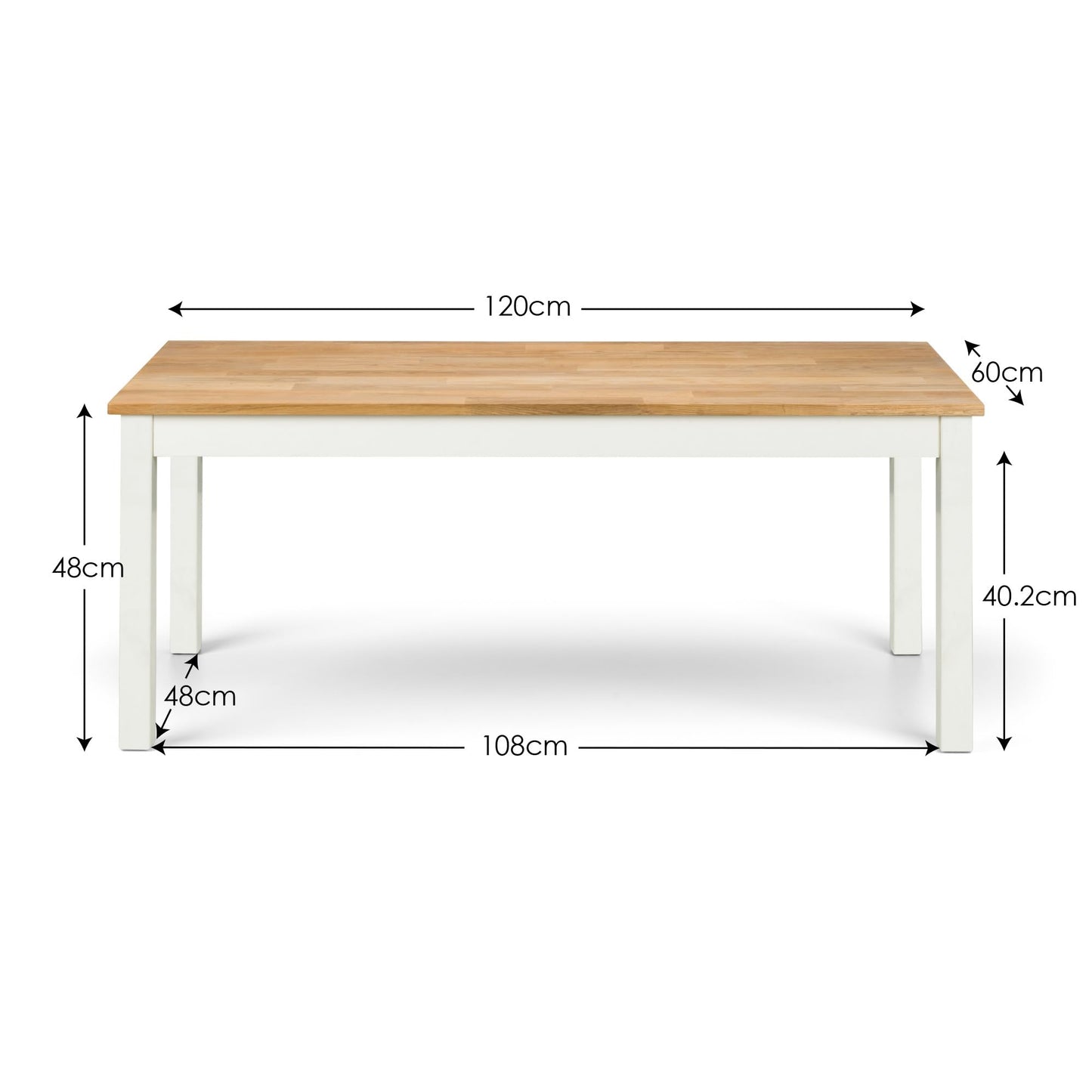 Julian Bowen Coxmoor Coffee Table, Ivory and Oak - H48 x W120 x D60cm
