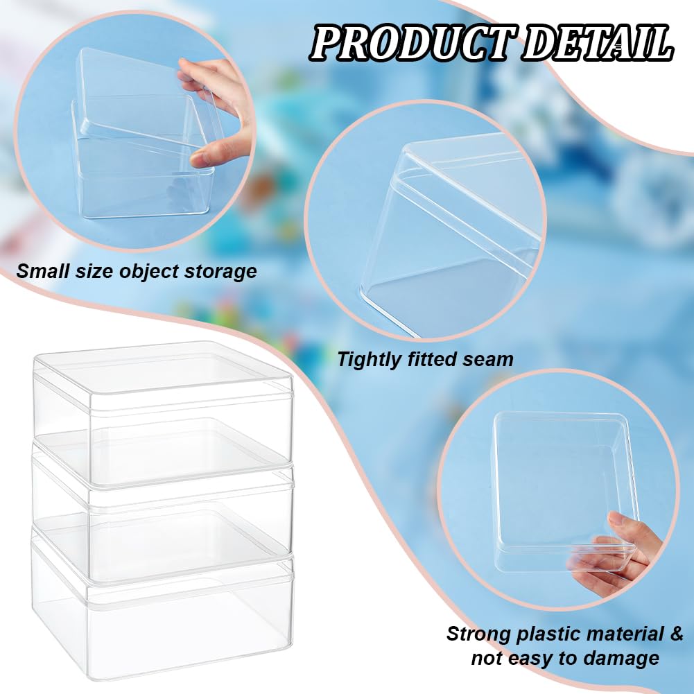 BENECREAT 4Pcs Acrylic Storage Boxes with Lids, 12x13x6cm Square Storage Containers Cube Storage Display Box for Wedding, Party, Treats